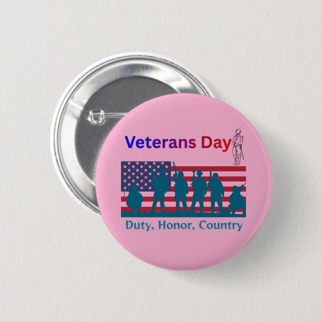 Veterans Day light pink Knapp (Framsida & baksida)