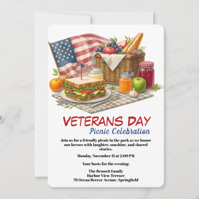 Veterans Day | Picnic Celebration Inbjudningar (Framsida)