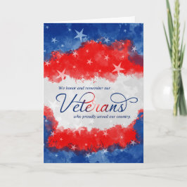 Veterans Day Red White och Blue Watercolor Helgkort