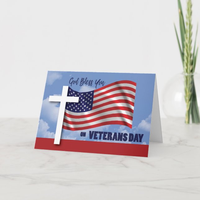 Veterans Day Religiösa White Kor American Flagga Kort (Framsida)