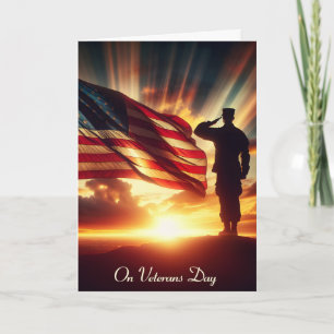 Veterans Day Saluting American Soldier Kort