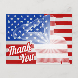 Veterans Day Tack American Flagga Vykort