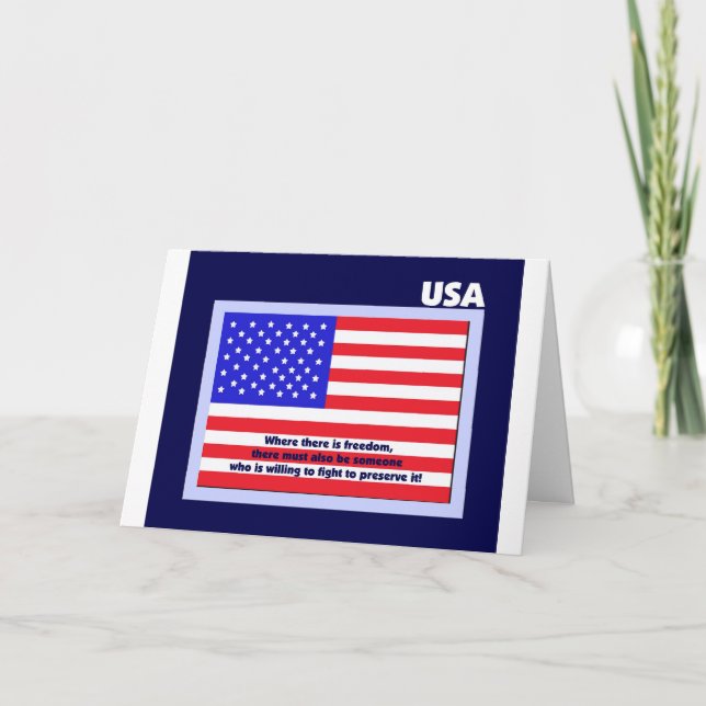 Veterans Day - tackkort - Amerikanska Flagga Kort (Framsida)