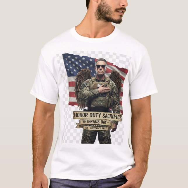 Veterans Day Tribute – Honor, Duty, Sacrifice T Shirt (Framsida)