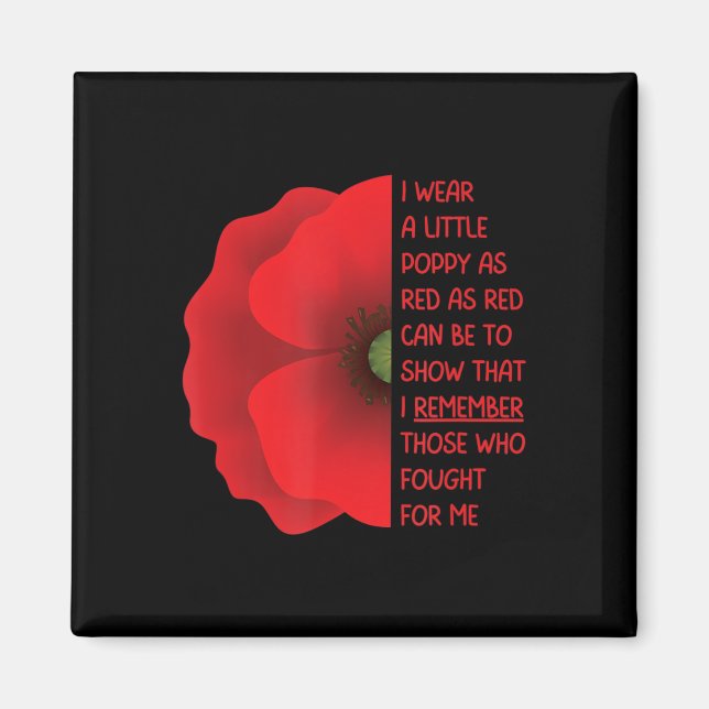 Veterans Day USA Memorial Lest we Glömd Red Poppy Magnet (Framsidan)