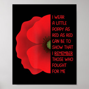 Veterans Day USA Memorial Lest we Glömd Red Poppy Poster