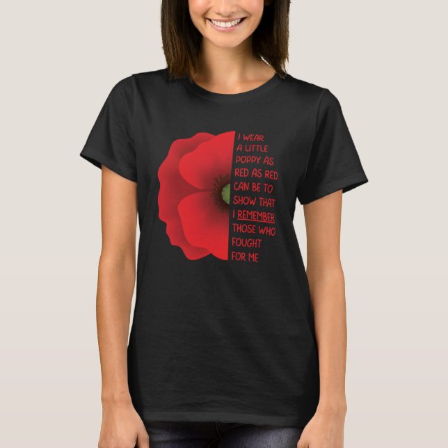 Veterans Day USA Memorial Lest we Glömd Red Poppy T Shirt (Framsida)