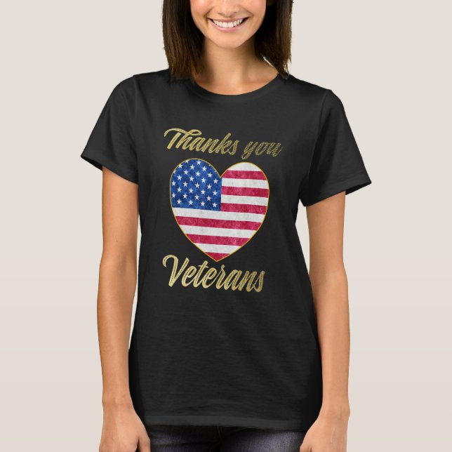 Veterans Day with American flag for Men Dad Women  T Shirt (Framsida)