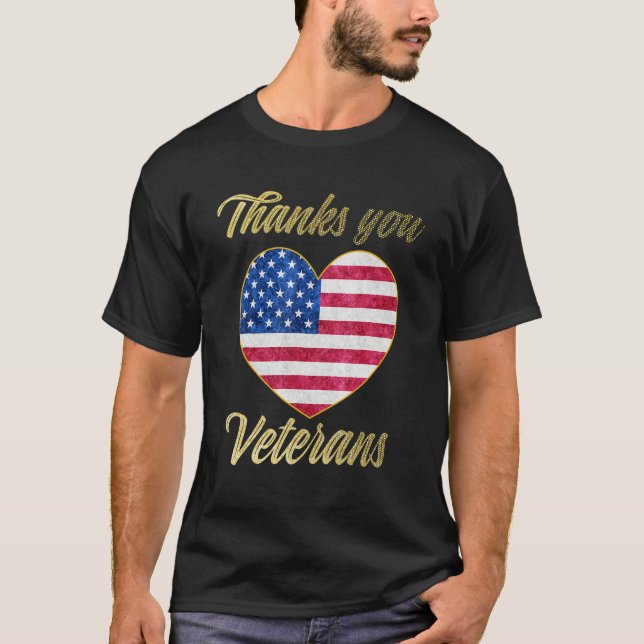 Veterans Day with American flag for Men Dad Women  T Shirt (Framsida)