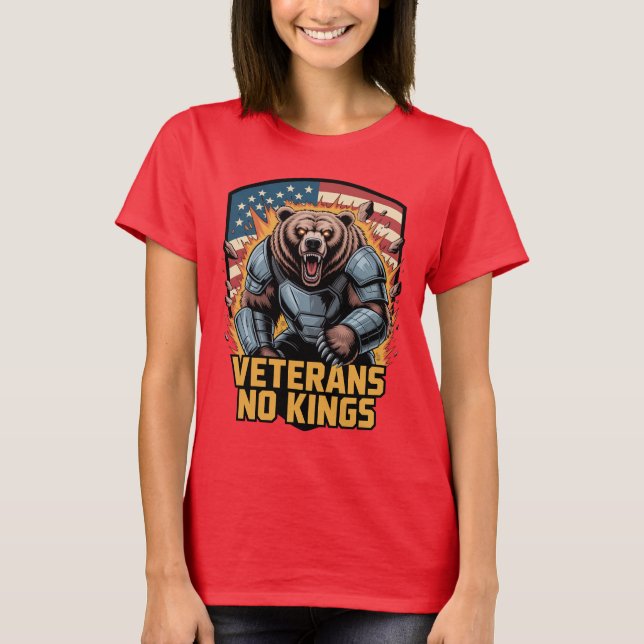 Veterans No Kings Grafisk Björn T Shirt (Framsida)