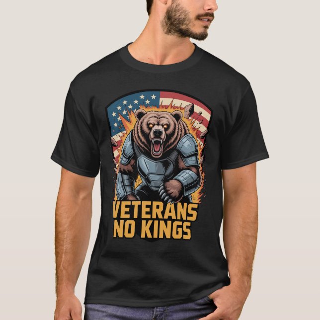 Veterans No Kings Graphic Bear T Shirt (Framsida)