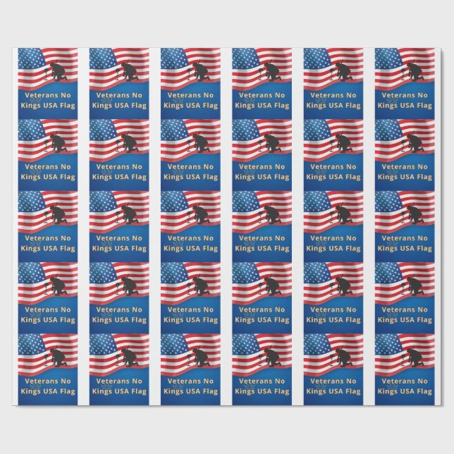 Veterans No Kings USA Flag Presentpapper (Platt)