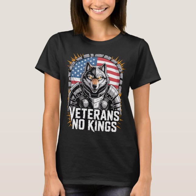 Veterans No Kings Wolf Design for Proud Military T Shirt (Framsida)