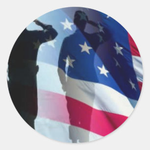 Veterans Salute Flagga Patriotic Runt Klistermärke