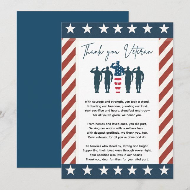 Veterans Tack | Patriotisk uppskattning (Fram/baksida)