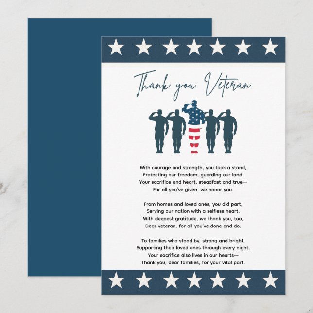 Veterans Tack | Patriotisk uppskattning (Fram/baksida)
