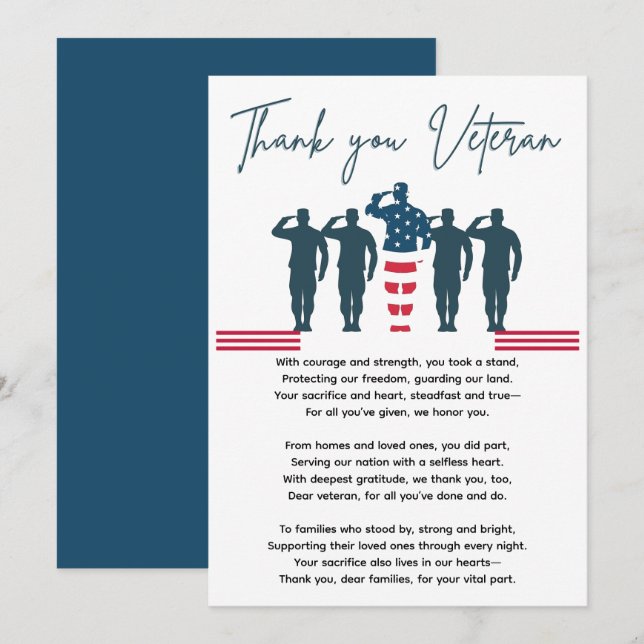 Veterans Tack | Patriotisk uppskattning (Fram/baksida)