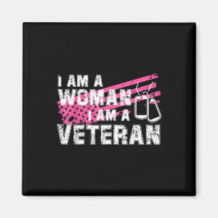 Veteransk kvinnlig Rosa USA flagga Veterans Day Magnet