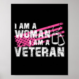 Veteransk kvinnlig Rosa USA flagga Veterans Day Poster