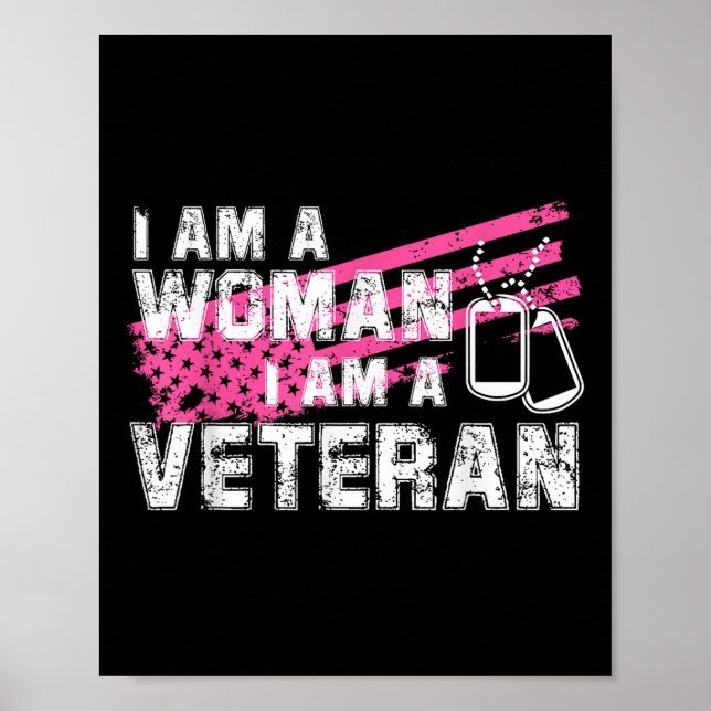 Veteransk kvinnlig Rosa USA flagga Veterans Day Poster (Framsidan)