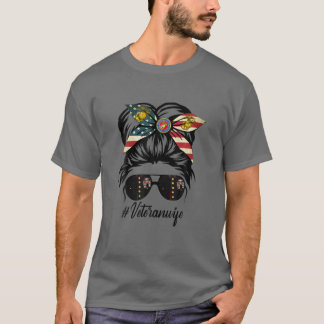Veteransk maka Militär patriotisk Messy Bun Hair T Shirt