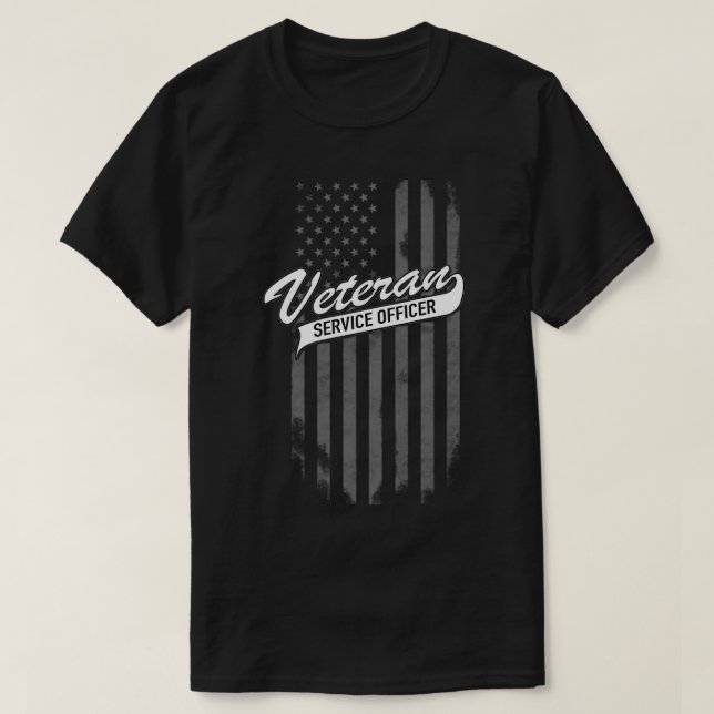 Veteransk serviceansvarig med Flagga i USA T Shirt (Design framsida)