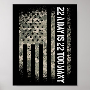 Veteransk suicide-medvetenhet USA flagga 22 om dag Poster