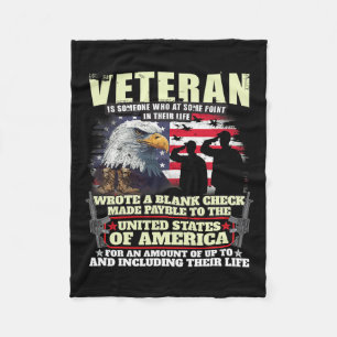 Veteranskriften Blank Check Military Veteran Famil Fleecefilt