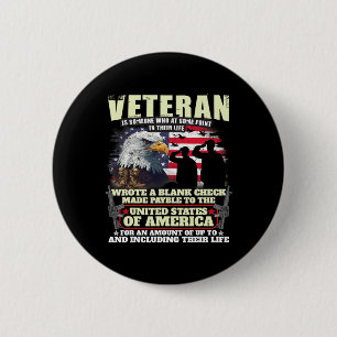 Veteranskriften Blank Check Military Veteran Famil Knapp