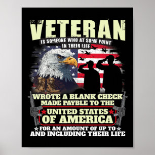 Veteranskriften Blank Check Military Veteran Famil Poster