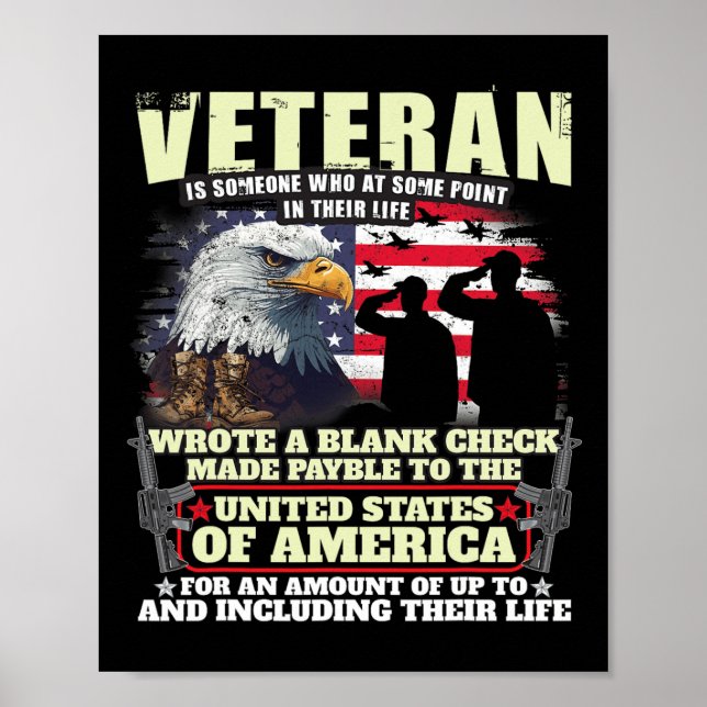 Veteranskriften Blank Check Military Veteran Famil Poster (Framsidan)