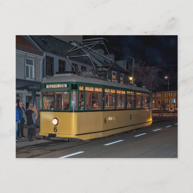 Veterantram i Trondheim, Norge. Vykort (Framsida)