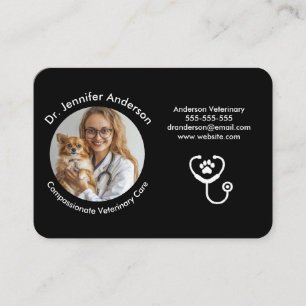 Veterinär Affärskort Elegant svart Visitkort