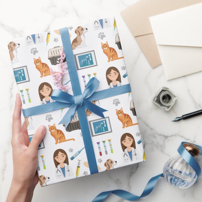 Veterinär Animal Doktor Medical Vet DVM Mönster Presentpapper (Gifting)