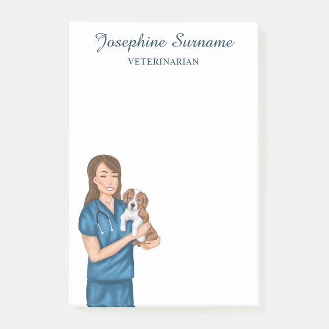 Veterinär Animal Doktor Vet Woman with a puppy Post-it Block (Framsida)