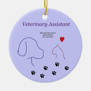 Veterinär- Assistent-Tass tryck på min hjärta Julgransprydnad Keramik