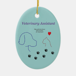 Veterinär- Assistent-Tass tryck på min hjärta Julgransprydnad Keramik