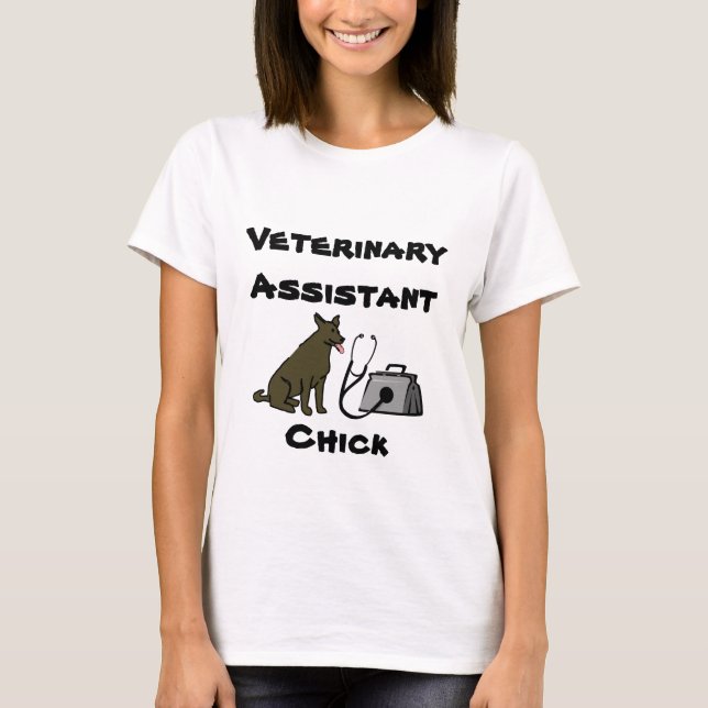 Veterinär- assistentchickdam tshirt tee (Framsida)