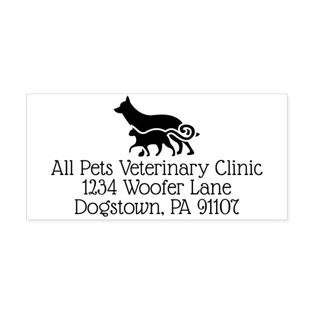 Veterinär återvändande adress  2.9" x 1.4" stämpel (Design)