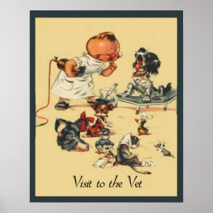 Veterinär- besök för vintage till Vethusdjuret Poster