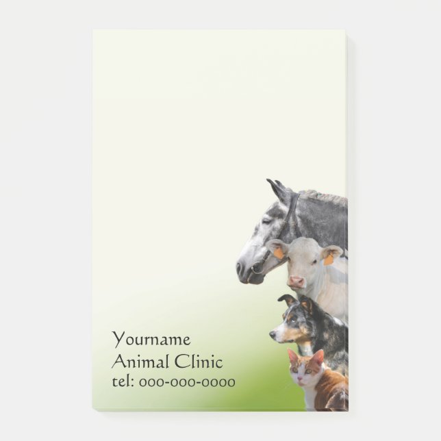 Veterinär- blandade djur post-it block (Framsida)
