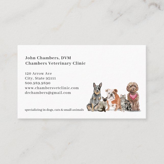 Veterinär Business & Möte Reminder Visitkort (Framsida)