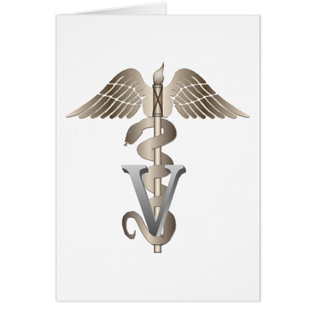 Veterinär- Caduceus Hälsningskort (Framsidan)