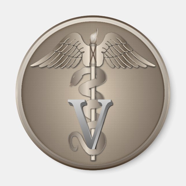 Veterinär Caduceus Magnet (Framsidan)