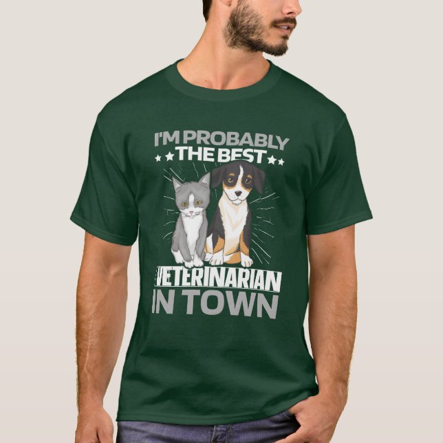 Veterinär Cat Hund-gåva roligt T Shirt (Framsida)