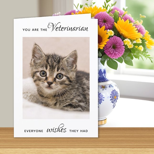 Veterinär: Cute Cat Pet Photo Tack Kort (Skapare uppladdad)