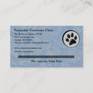 Veterinär- djur logotyp med den svartvita tassen visitkort
