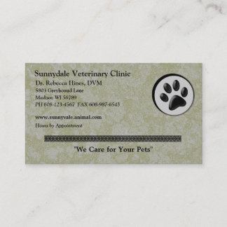 Veterinär- djur logotyp med den svartvita tassen visitkort
