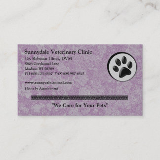 Veterinär- djur logotyp med den svartvita tassen visitkort