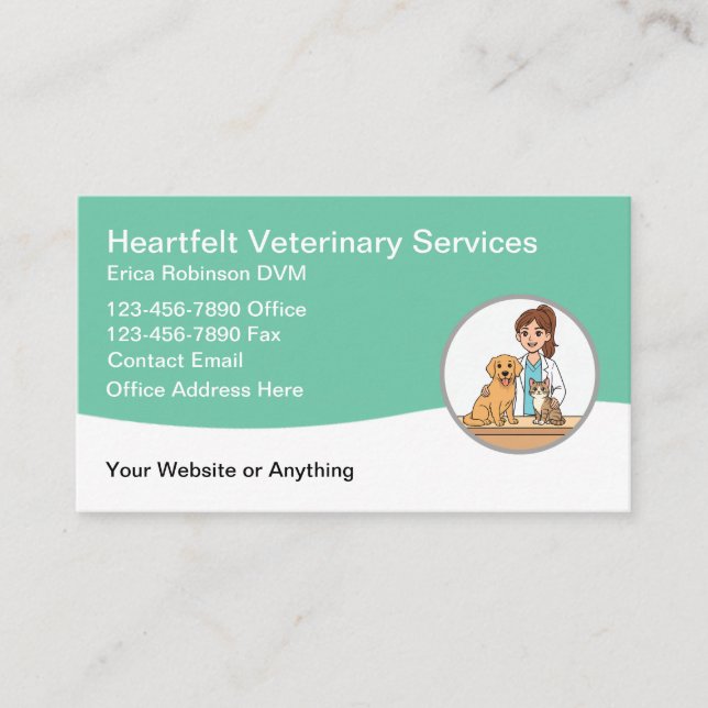 Veterinär djursjukhus tjänster visitkort (Framsida)